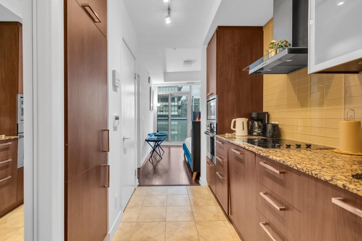 Full kitchen in a real StayToronto York studio in South Core