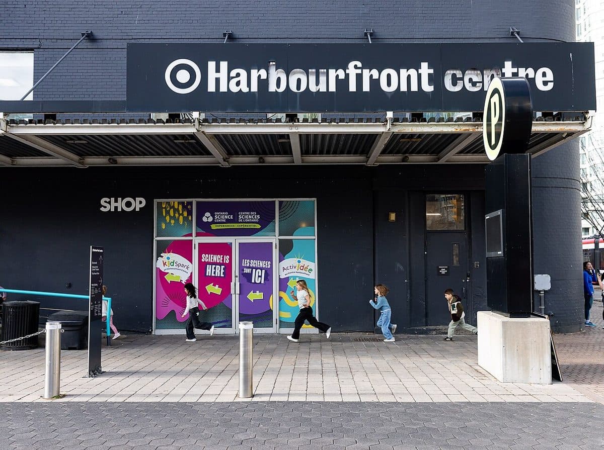 Harbourfront Centre entrance with Ontario Science Centre KidSpark signs