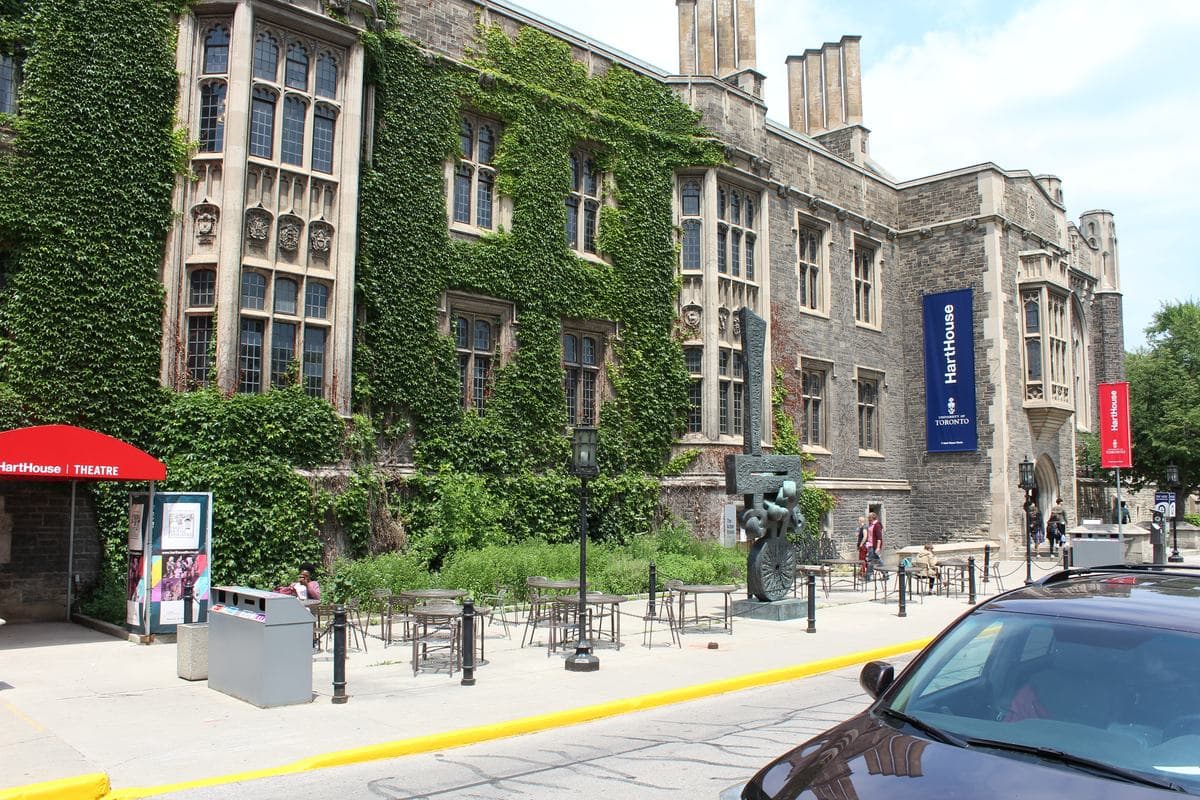 Ivy-covered stone facade of Hart House at the University of Toronto, home to the Justina M. Barnicke Gallery